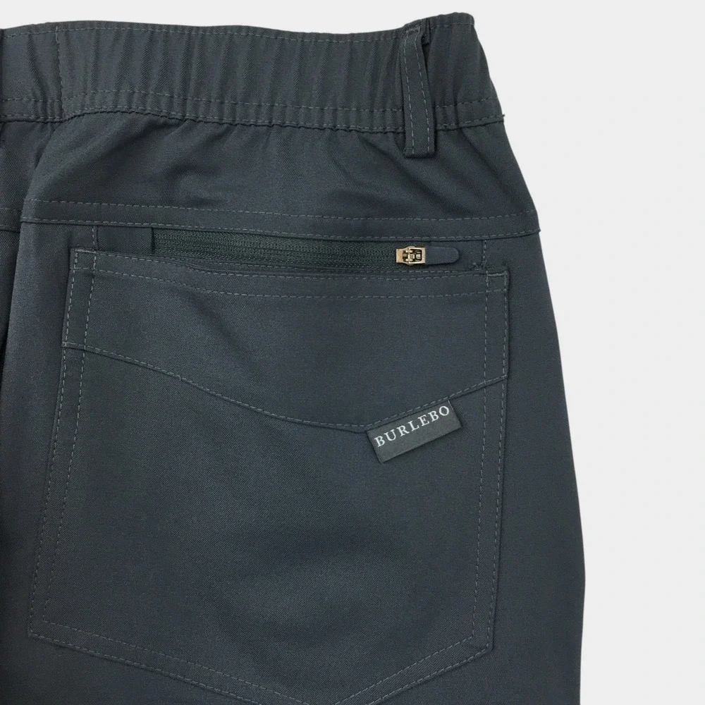 Burlebo Mens Performance Everyday Pants Gray Elastic Waist Drawstring Size Small